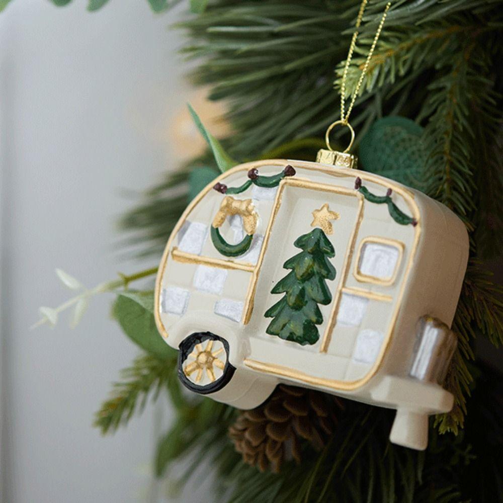 Plastic Hanging Pendants White Xmas Baubles High-quality Christmas Tree Ornament  Scene Making