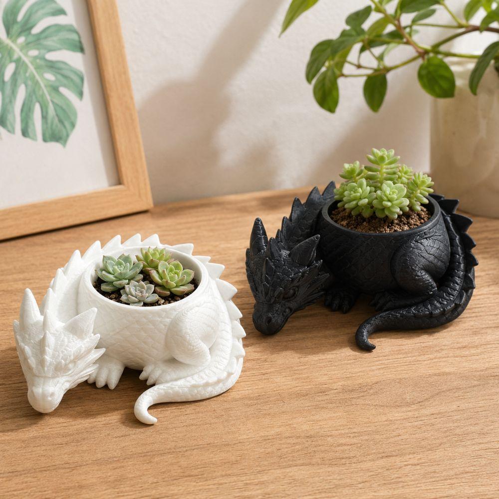 3D Printed Dragon Shaped Plant Pot Creative Animals Flower Pot Succulent Planter for Yard Garden