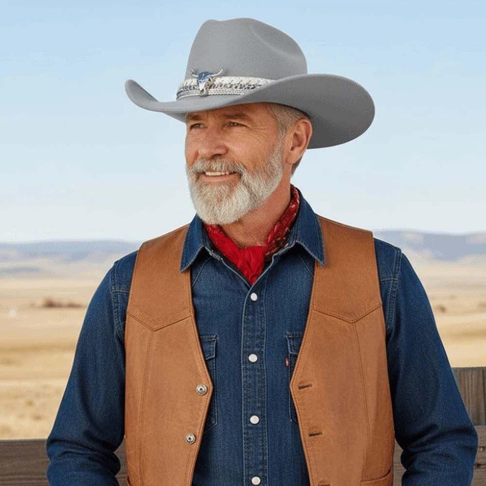 Wollene Western-Cowboy-Kappe Atmungsaktiver tibetischer Hut Coole Sonnenschutz-Ritterkappe Herren