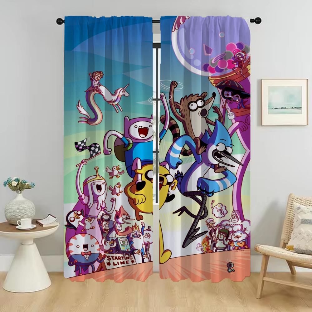 Adventure Times Home Interior Curtains 2 Pieces Elegant Room Curtains for Living Room Tulle for Bedroom Halloween Decoration