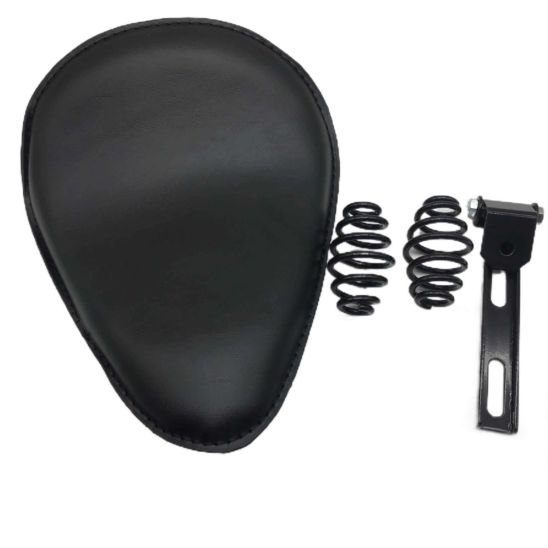 Retro Leather Spring Seat & Single Bag for Harley Cruiser Black Seat Cushion