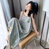 Women's Summer Pajama Camisole Dress - Cute, Long, Imitation Cotton, Round Neck - Can Be Worn Outside
