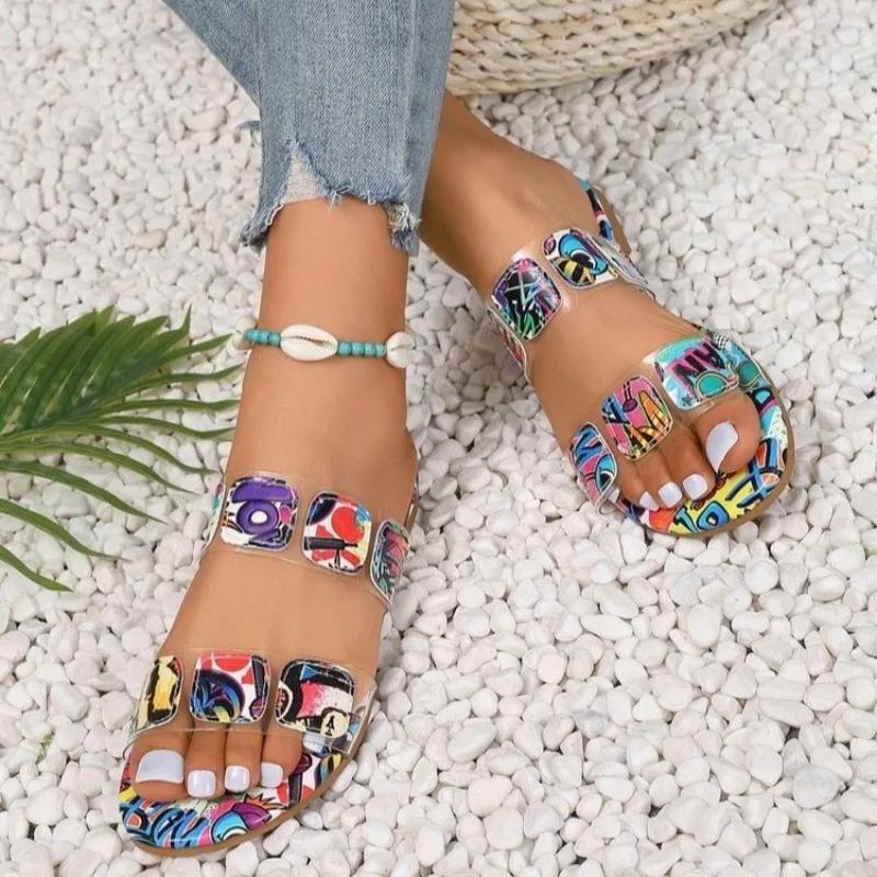 Fashion Women Slippers Flower Bohemian Pattern Sandals Fashion Big Size Slippers Home Casual Lightweight Shoes Flip Flops Slides Women