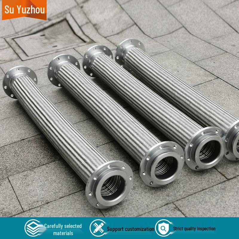 High-Temp High-Pressure Flanged Metal Corrugated Steam Hose with Braided Mesh Lining