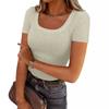 Top da Donna Magliette Basic Camicie Trendy a Maniche Corte Top Aderenti Casual a Coste