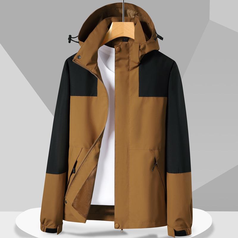 Autumn Waterproof Windproof Hooded Jacket - Unisex Color Block Thin Mountaineering Outerwear