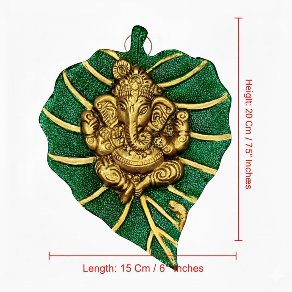 RecraftJoy Leaf Ganesh Metal Wall Hanging for Main Door & Entrance | Small Ganesha Idol Wall Hanging for Living