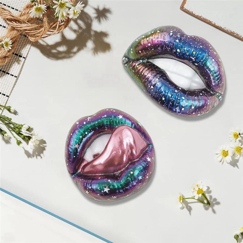 M-Modern-3 Piece Lips Resin Mold Resin Art Molds Ornament Silicone UV Epoxy Casting Molds B