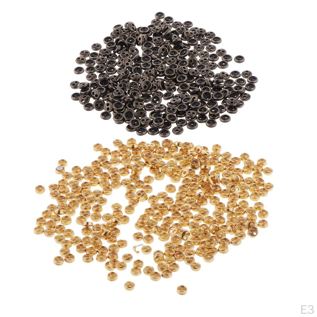 5mm Mini Metal Round Sewing Doll Clothes Buttons Pack of 300 -Bronze