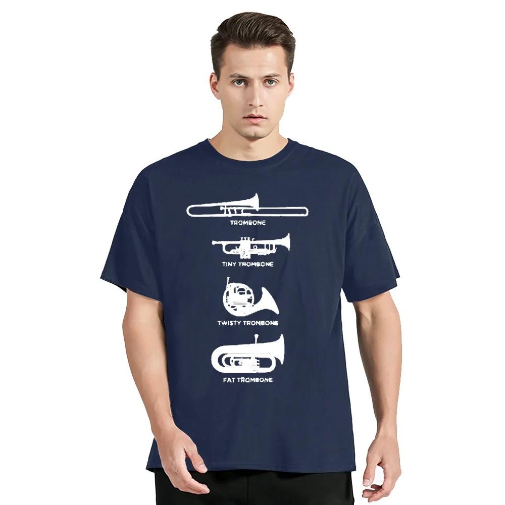 Symphony Music T Shirt Different Types Of Trombone Printed T-shirt Oversized Fitness Unisex Tops Cotton Tees Streetwear Graphic