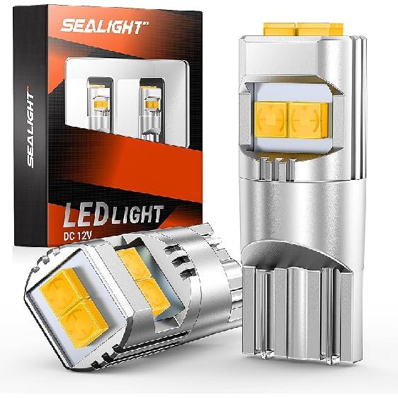 SEALIGHT 578 LED Bulb Super Bright 6500K White 212-2 569 6411 6418 6451 211-2 LED Bulb Interior Car Light 2525 Ceramic Chipset for Map Door License Amber-2PCS