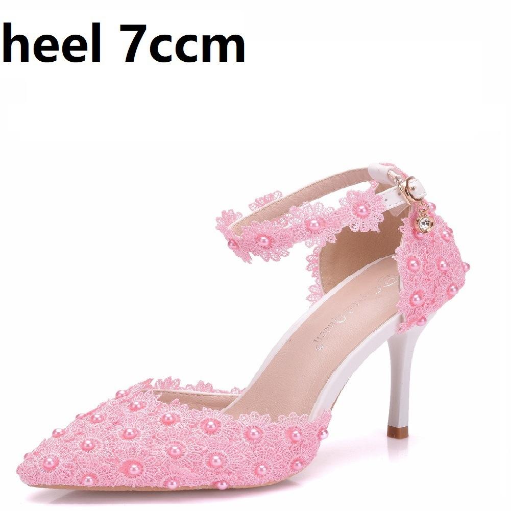 XIHAHA Spring Summer New Woman Pointy Lace Rhinestone Bridal Wedding Shoes Thin High Heels Dress Versatile Women Female Sandals
