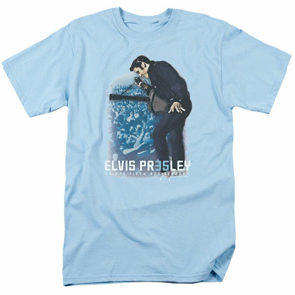 Elvis Presley 35th Anniversary 3 T Shirt Mens Licensed The King Tee Light Blue XXXXL