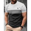 3D-Printed Color-Striped Men's T-Shirt Ship Anchor Pattern  Harajuku Street Style Round-Neck