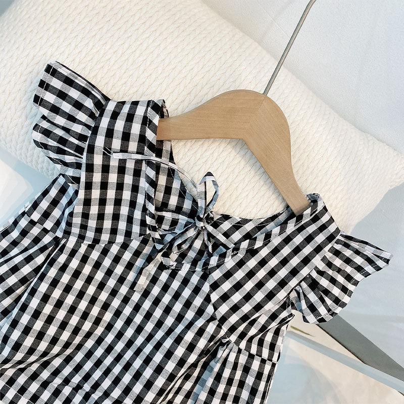 Κορίτσια Κορεάτικο Στυλ Δυτικού Στυλ Κοστούμι Καλοκαίρι Μωρό Μανίκι Xiaofei Γιλέκο Μωρό Πουκάμισο Σορτς Σετ Δύο Τεμαχίων Μόδα