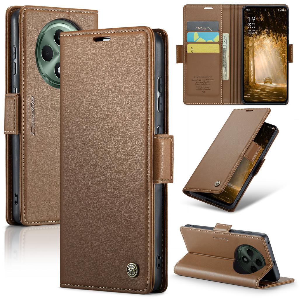 For Oppo Reno12 F 5G Leather Case CASEME 023 RFID Blocking 3 Card Slot Mobile Cover