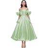 Elegant One-Shoulder Cross-Body Light Wedding Dress with Lace-Up Back and Puffy Skirt
