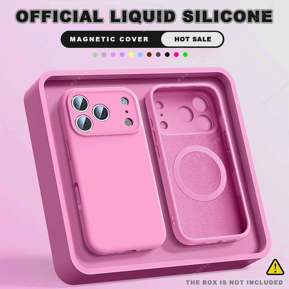 Custodia Ufficiale Magnetica in Silicone Liquido per iPhone 16E 16 15 14 Plus 12 13 16 Pro Max Caricatore Magsafe Protezione Copertura Morbida