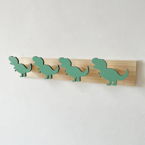 Wall Mounted Storage Hook Strong Load-bearing Dinosaur Shaped Bedroom Entryway Wooden Clothes Hook Coat Hanging Rack