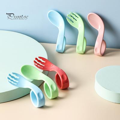1 set cucchiaio offset di qualità alimentare aspetto adorabile aiuto per mangiare adattabile mano destra impara a mangiare bambino forchetta cucchiaio set per famiglia