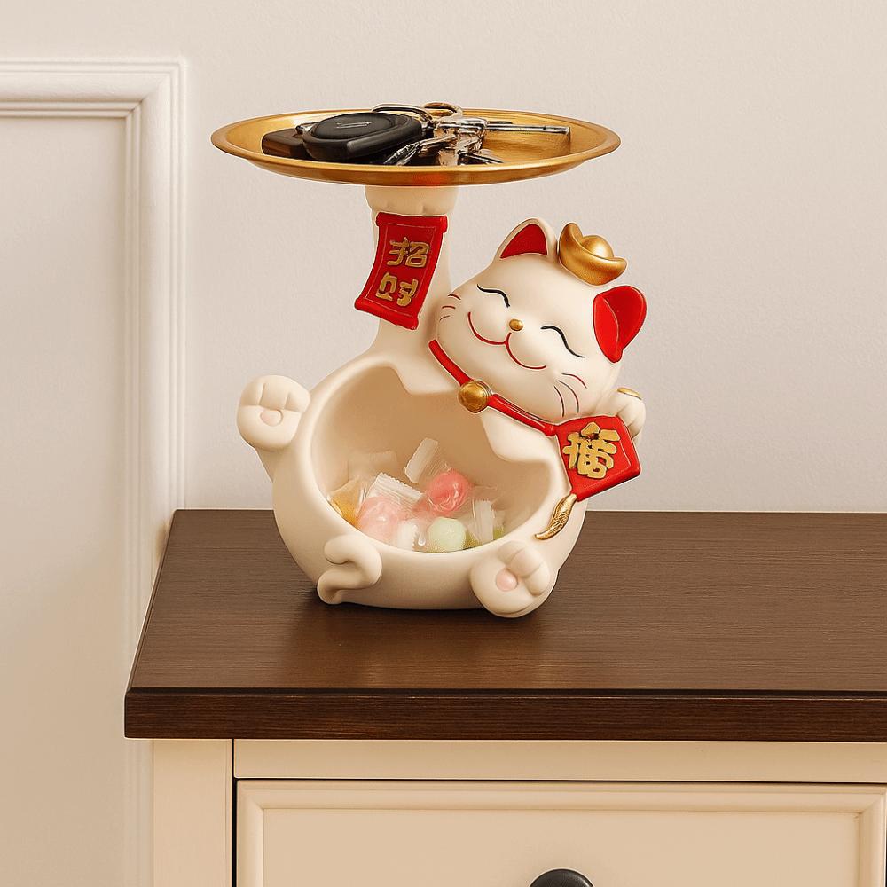 Model Toy Fortune Cat Key Storage Tray Cat Figure Lucky Cat Home Storage Decorative  Creative Gift