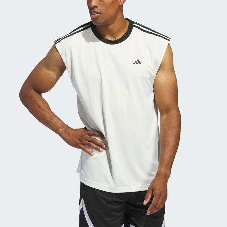 Adidas Casual Crew Neck Sleeveless T-Shirt Men Tops White IN2572
