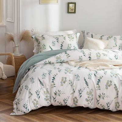 MILDLY Futonbezug, Doppelbett, 4-teiliges Set, Bettbezug-Set aus Baumwolle, Bettbezug, Spannbettlaken, Kissenbezug, gewaschene Baumwolle, nicht leicht zu bügeln, kein Bügeln erforderlich