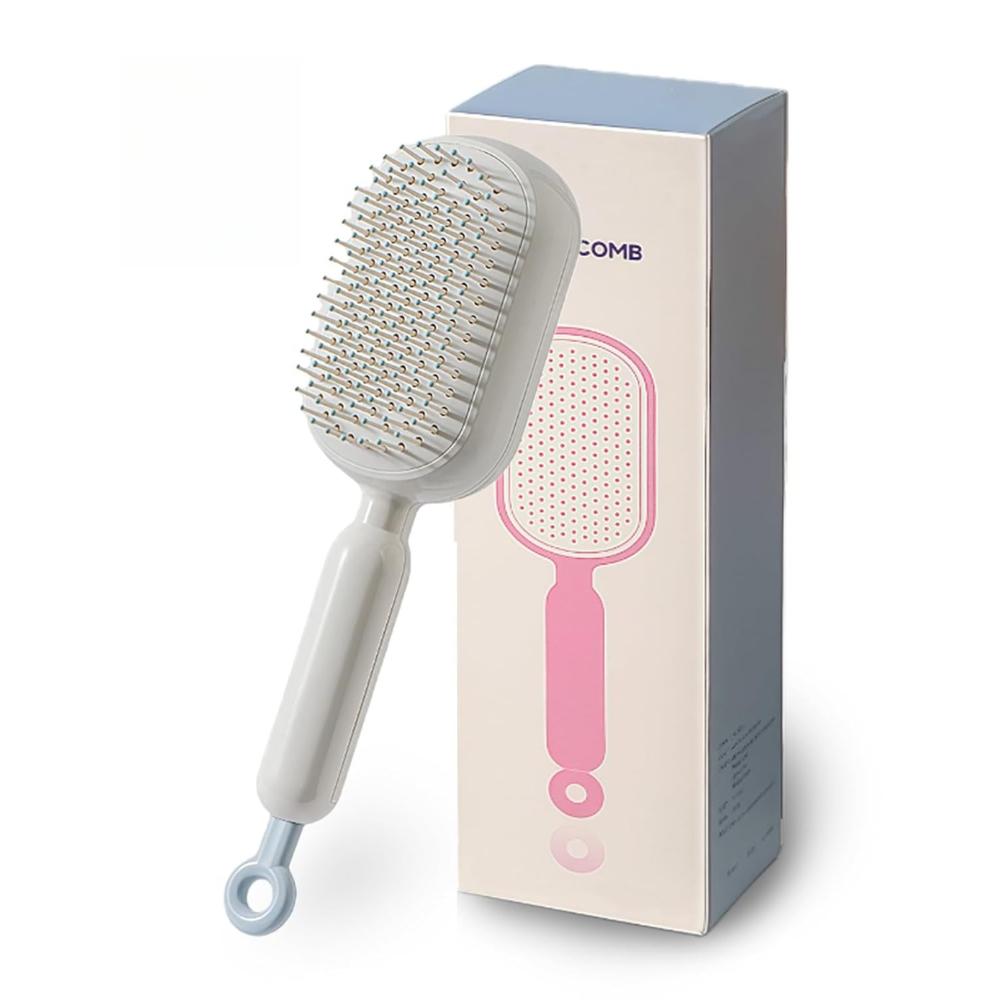 

Self Cleaning Retractable Hair Brush for Women, Air Cushion Massage Detangling Brush with Bristles, Self-Cleaning Grooming Comb Brush белый