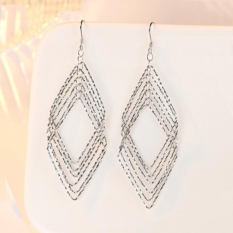 S925 Sterling Silver Rhombus Earrings: 2025 European & American Light Luxury Fashion for Women