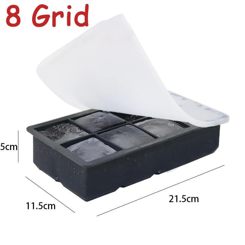 4/6/8/Grid Big Ice Tray Mold Food Grade Silicone Square Round Wine Ice Blocks Maker Model Giant Jumbo DIY Ice Maker Cube Tray