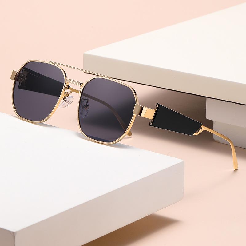 2025 High-End European & American Fashion UV-Protective Geometric Metal Sunglasses