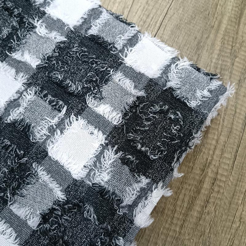50*150cm Tassels Square Plaid Pattern Yarn-dyed Jacquard Fabric Fashion Dress Texture Fabric DIY Sewing Designer Fabric