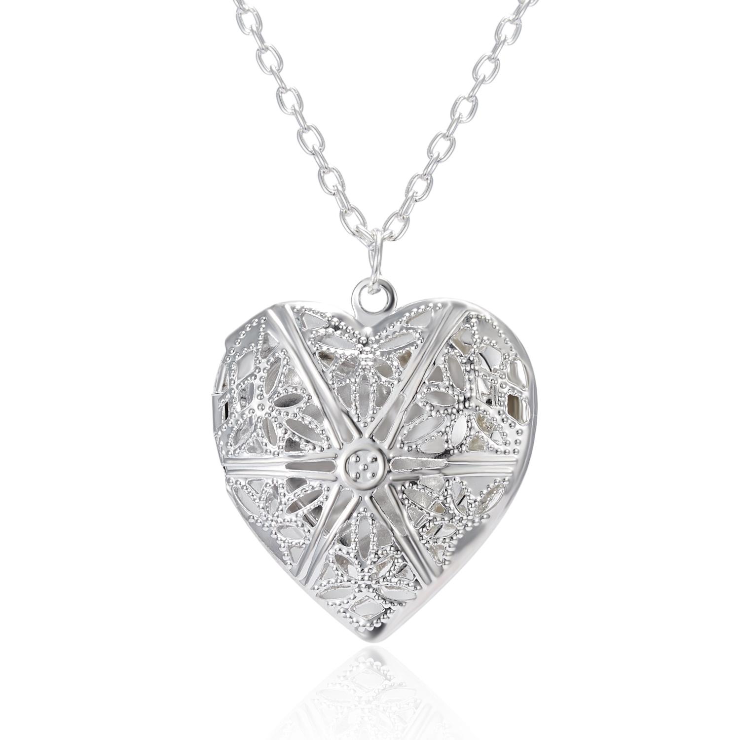 

Romantic Cute Heart Photo Frame Pendant Necklace Love Heart Charm Openable Locket Necklaces Women Men Fashion Memorial Jewelry
