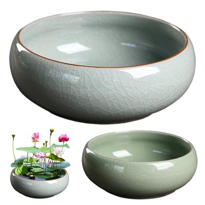 Schale Lotus-Pflanzgefäß Keramik Retro Lotusschale Hydrokulturpflanzenhalter Einfarbige Glasur Blumentopf für Wasserpflanzen Narzissenschale Lotus