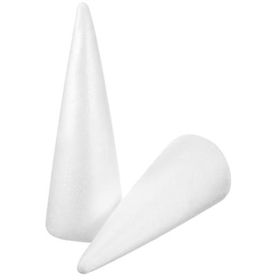 2Pcs White Foam Craft Cones 38x13.5cm Versatile DIY Sculpture Base for Holiday Decor Winter Christmas New Year Centerpiece Art