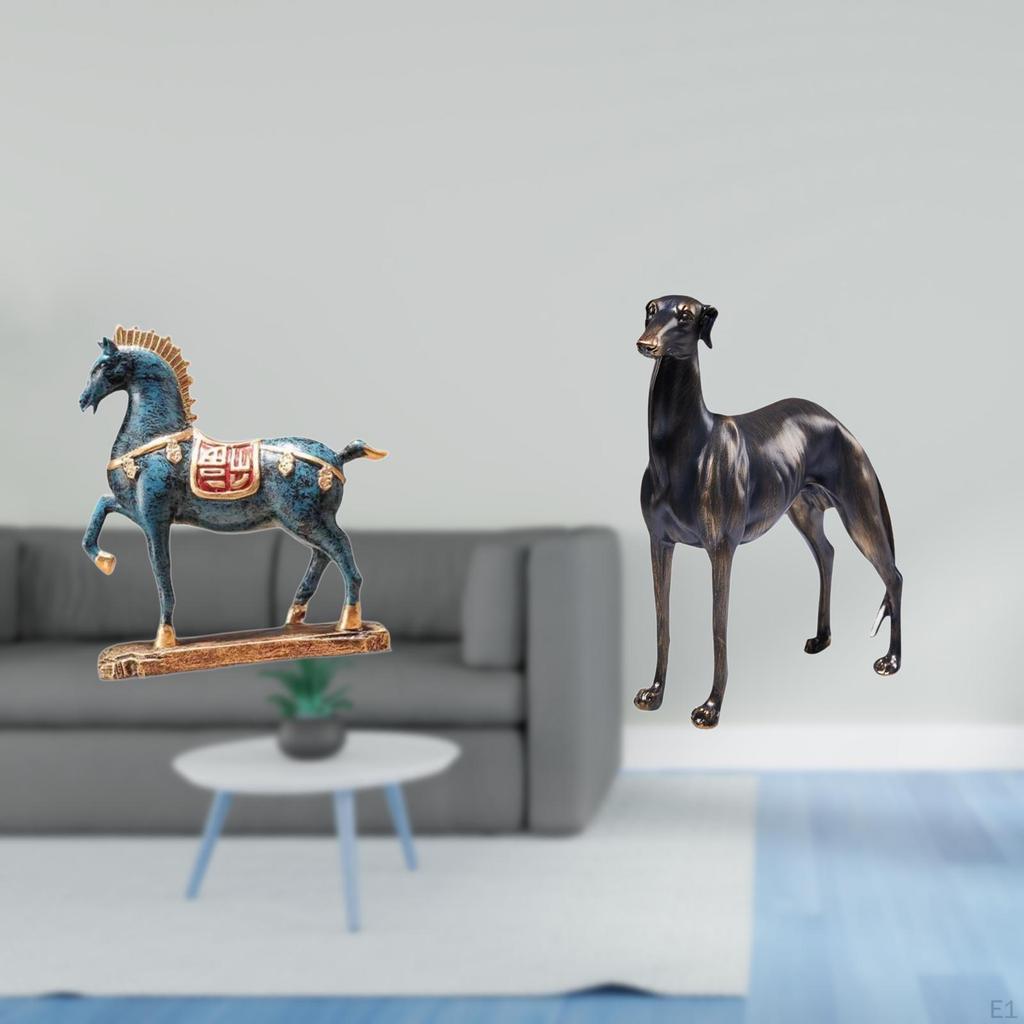 Standing Horse Greyhound Resin Figurine Sculpture for Desk Living Room Bookcase Table Centerpiece