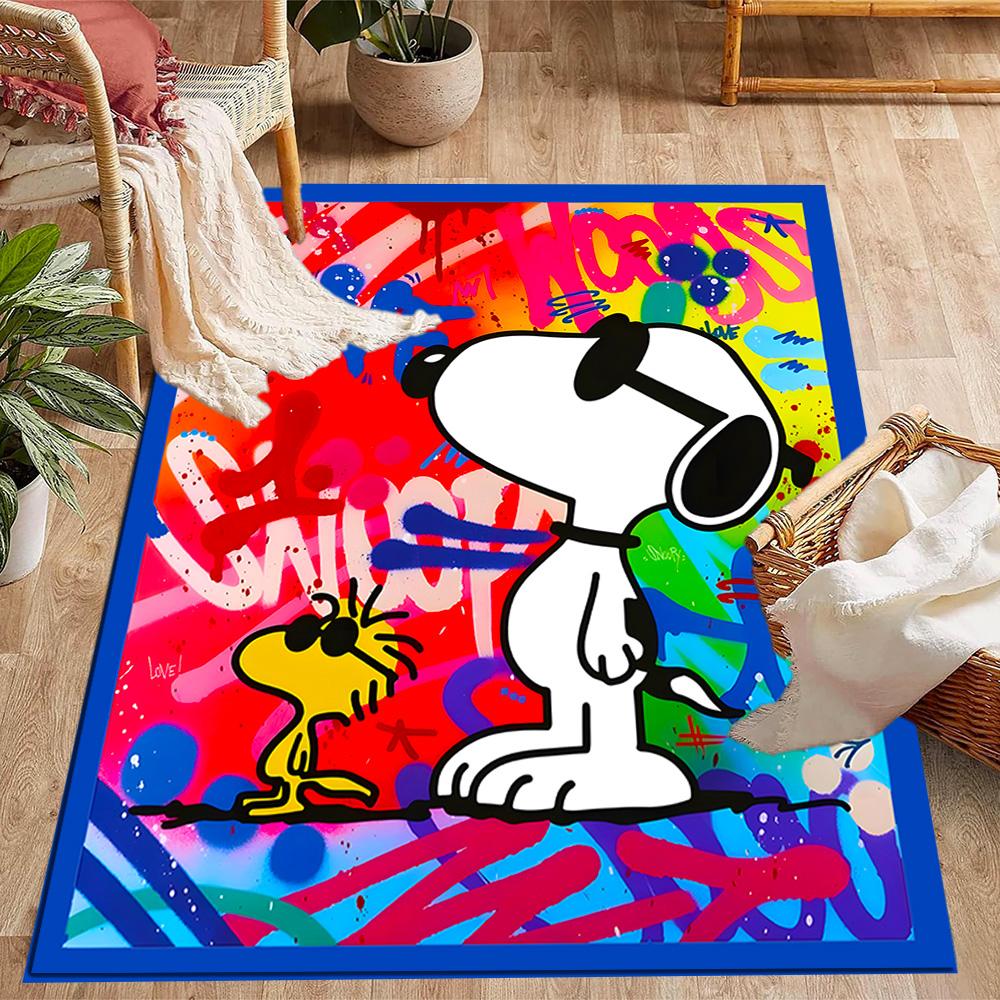 Snoopy And Woodstock Friendship Themed Anti-Slip Rugs - Polyester Home Decor, Suitable for Bedrooms, Living Rooms, Doorways, Studios, and Decorations