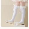 Módní krajkové kotníkové ponožky Ponožky Prodyšné volné ponožky pro dívky Mašlička Vysoké podkolenky Dlouhé podkolenky