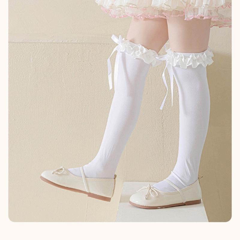 Fashion Lace Calf Socks Socks Breathable Loose Socks for Girls Bowknot High Boot Socks Long Knee High Stockings