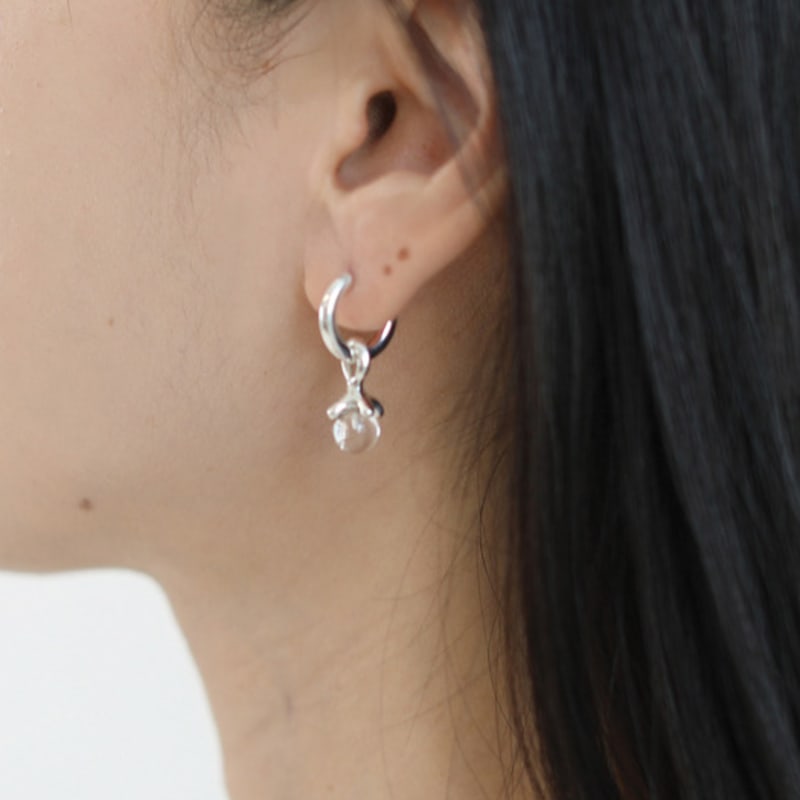 eveningbell [silver925] Crystal duo earrings