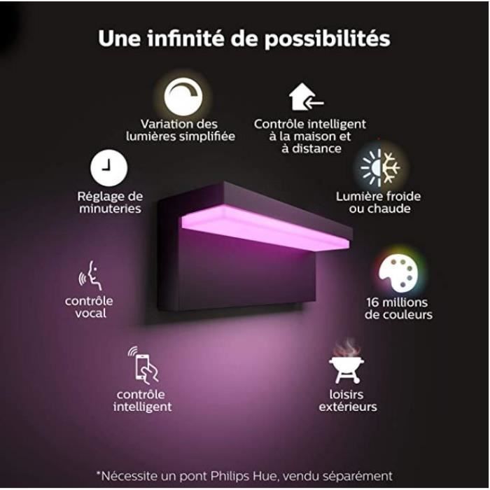 Applique philips hue white and color ambiance nypro - noir - 13,5 w - 950 lm