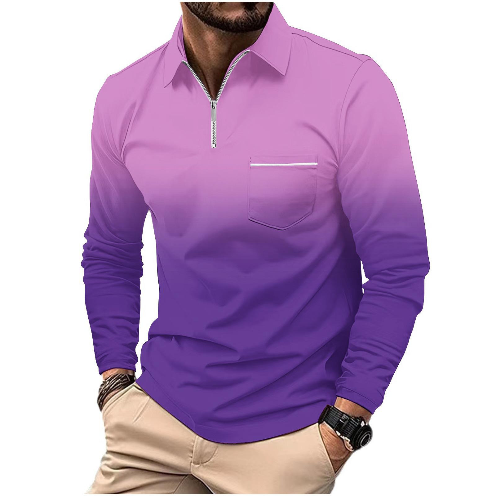 Fashion human Modepolo Heren Bedrukt Lange Mouw Zak met Rits Sportpolo Heren Gestreept Sweatshirt M