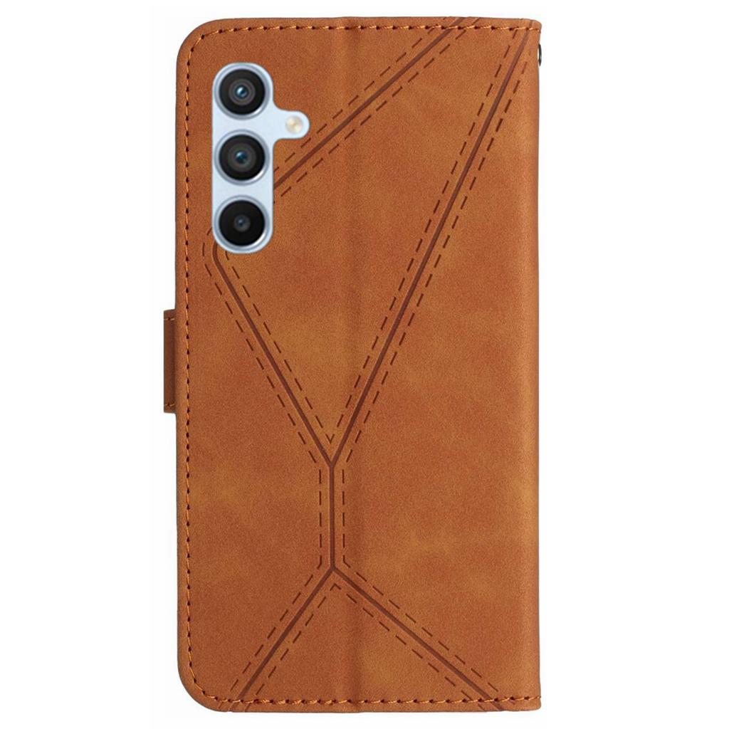 HT05 For Samsung Galaxy S25+ Case Skin-Touch Lines PU Leather Flip Phone Cover