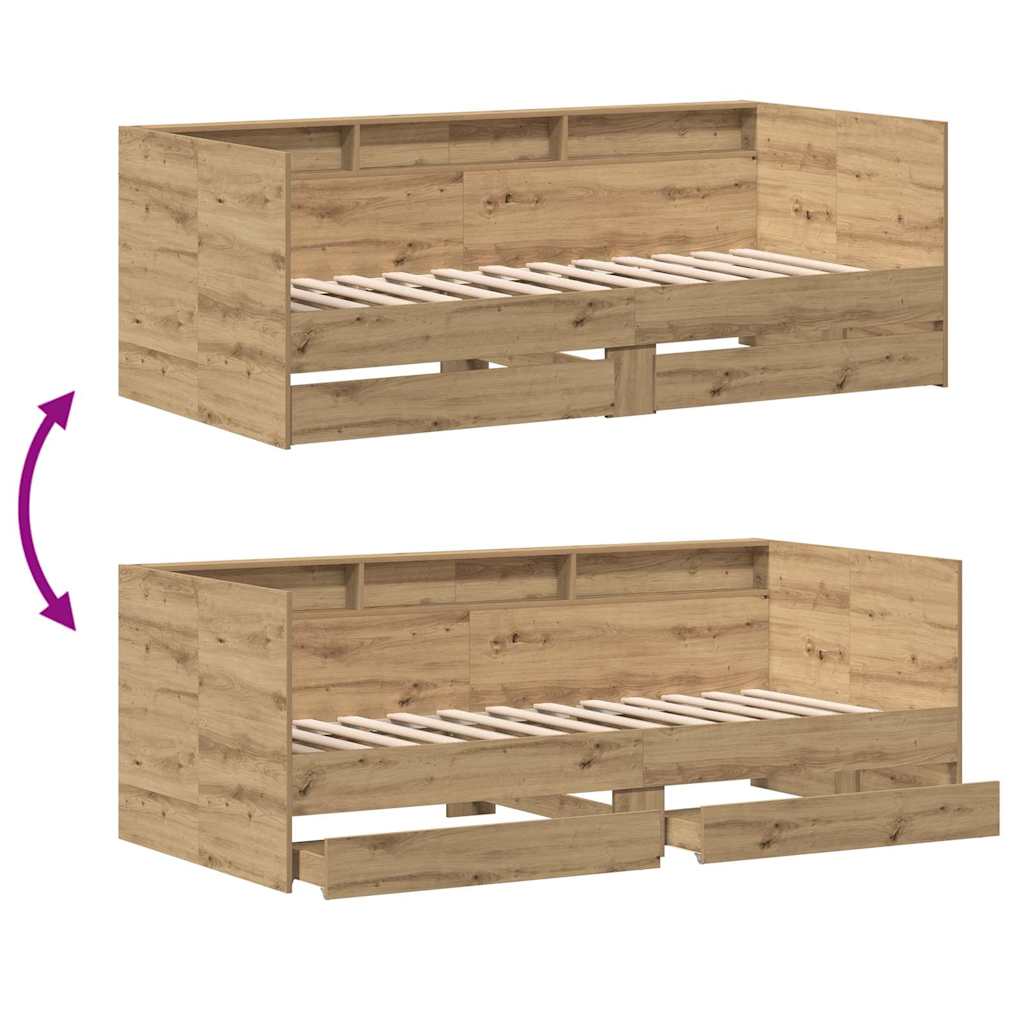 Daybed with Headboard Artisan Oak Finish 75 x 190 cm Engineered Wood
