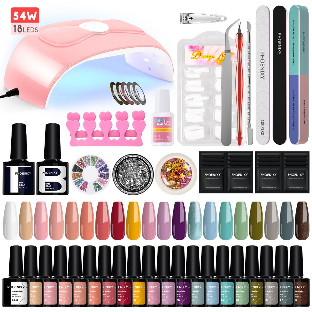 PHOENIXY Gel Nail Polish Kit with U V Light 20 Colors Gel Polish Nail Kit Soak Off Gel Nail Set Manicure Tools Nail Gel Kit Gifts for Women
