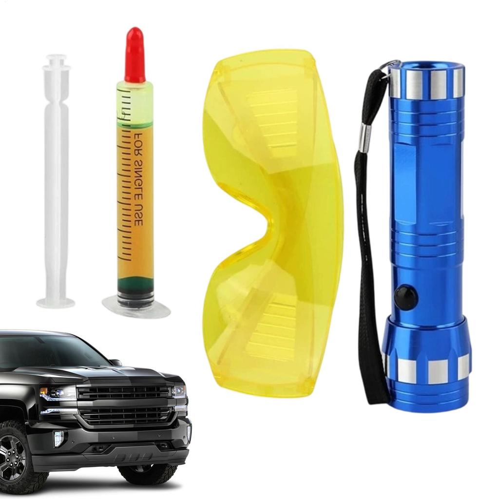 UV-Leckerkennungslicht Schutzgenaue Taschenlampe Ölleckerkennungsset für Automobilmotor Kühler Kühlschrank Zuhause