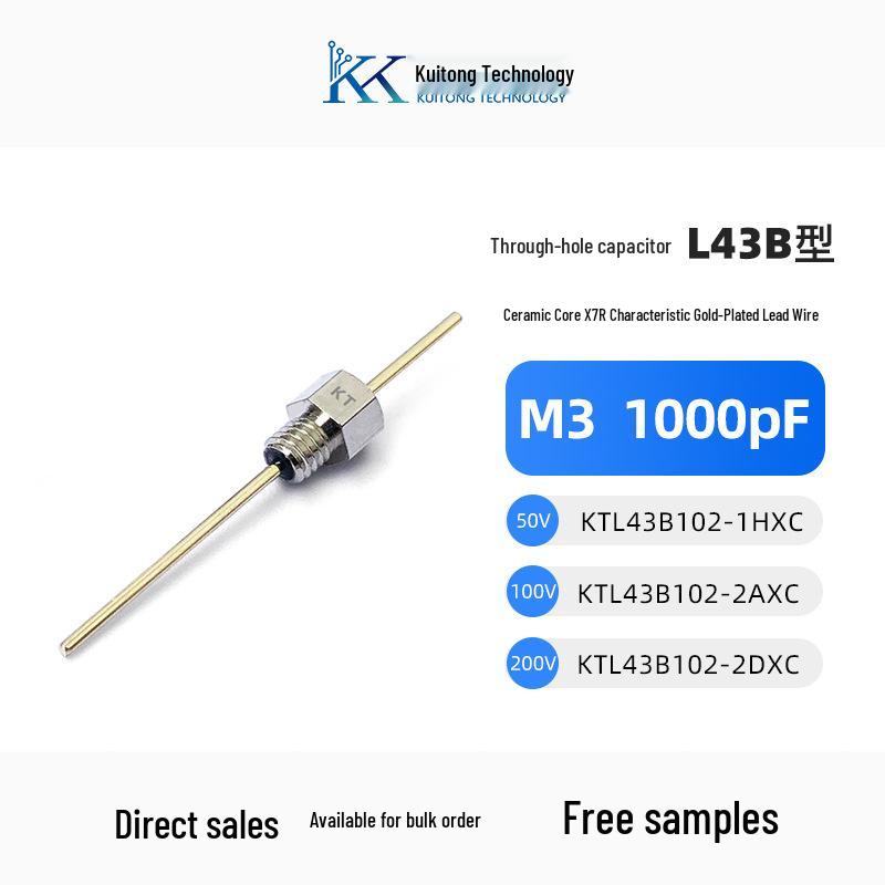 

1000pF M3 L43B Ceramic Feed-through Capacitor Filter CT52 Single pin feed-through