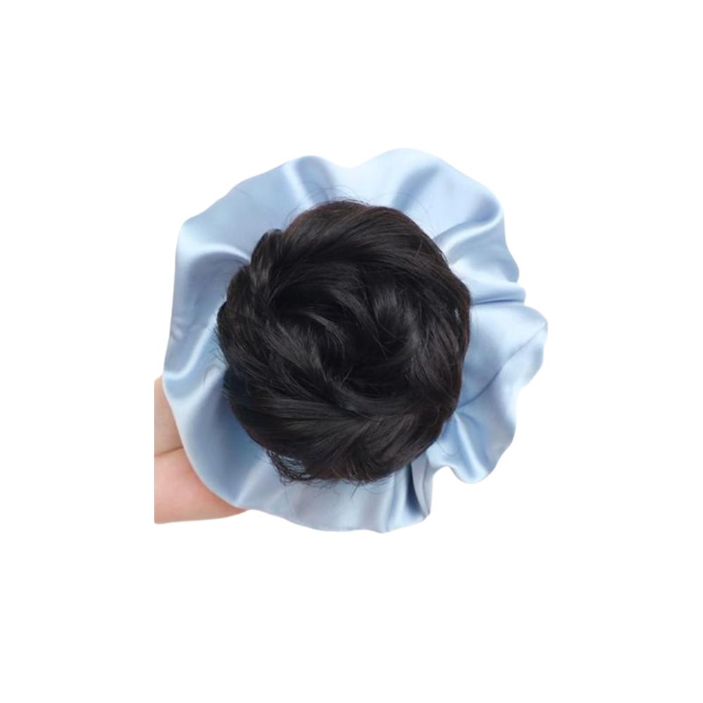 Satin Scrunchie False Hair Pieces Claw Clip Ponytail Chignon Fashion Flower Bun Head Wig  Daily Use