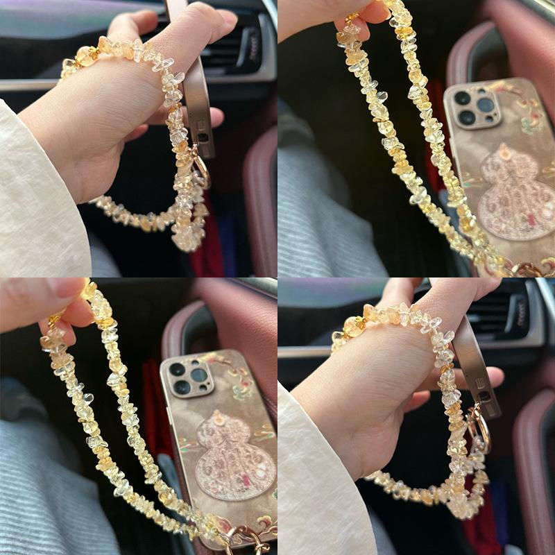 Natural yellow crystal phone strap Take photos of any item to achieve a crystal-like high-end feel