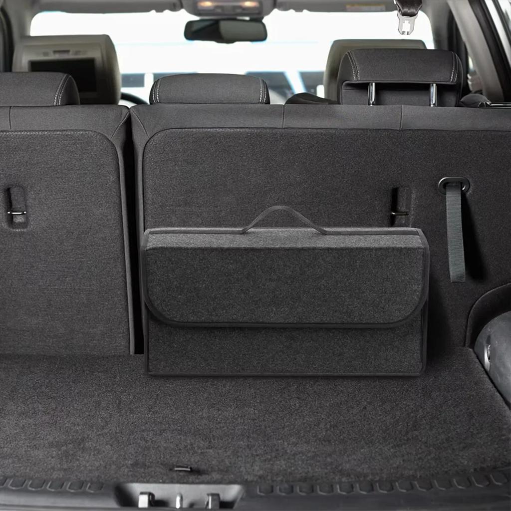 1PC Dark Gray Car Felt Storage Box Car Storage Bag Large Capacity Foldable Felt Storage Box Household Car Interior Accessories